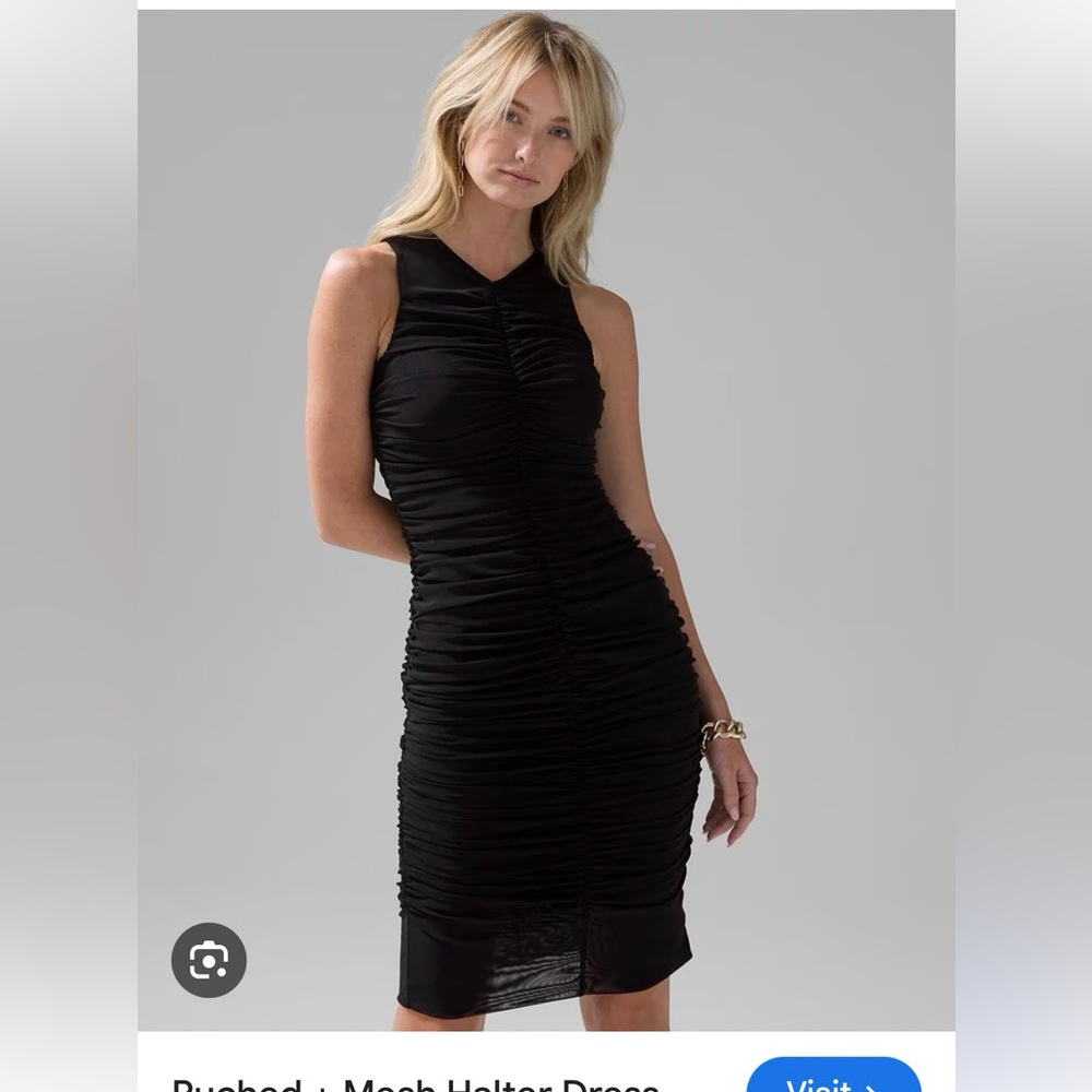 WHBM Ruched Mesh Sheath black dress Small NWT